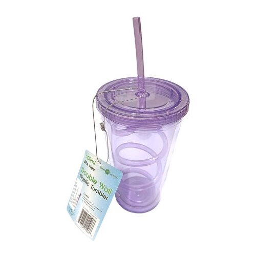  Ča&amp;scaron;a za vodu sa slamkom i poklopcem 500 ml ljubičasta ( 1043342 ) Slike