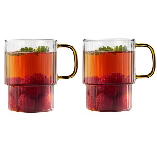 Vialli Design Rumene steklene skodelice v kompletu za kapučino 2 ks 350 ml Livio &amp;ndash; Slike