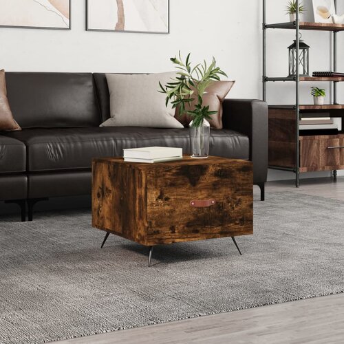 VidaXL Klubska mizica dimljeni hrast 50x50x40 cm inženirski les Slike