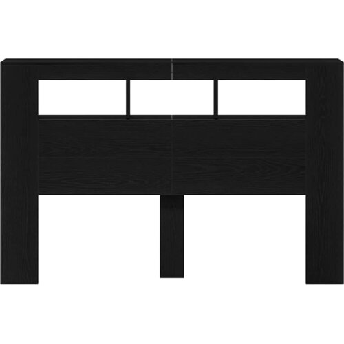  LED glava kreveta s policom Crni hrast 160 x 18,5 x 103,5 cm Slike