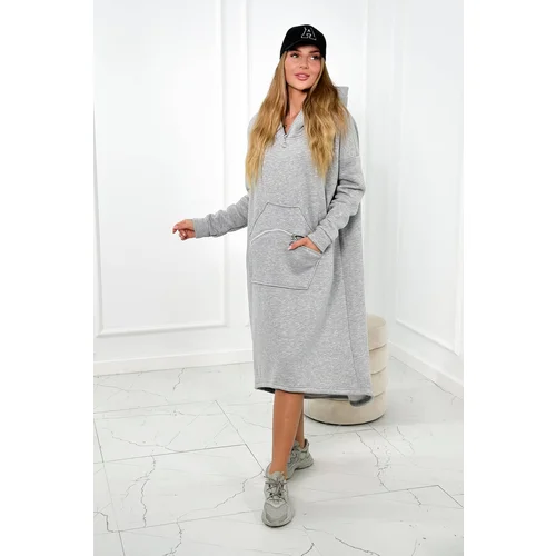 Kesi Insulated dress with a hood in gray color