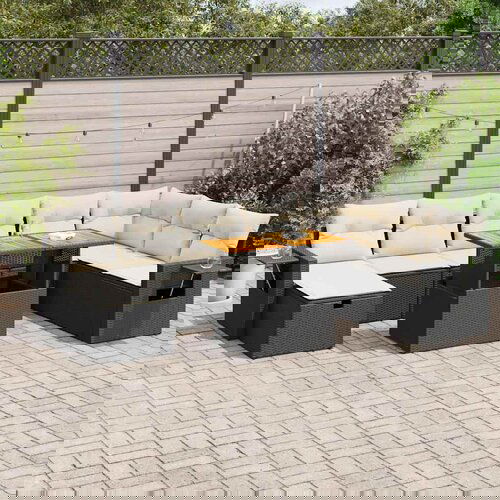 VidaXL 9-dijelni set vrtnih sofa s jastucima crni od poliratana bagrem Slike
