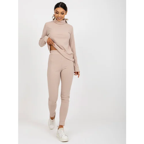 Fashion Hunters Beige leggings for every day from a striped set