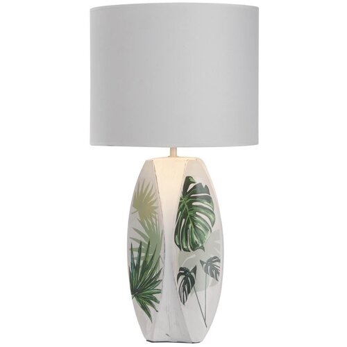 Candellux Lighting Bela/zelena namizna svetilka s tekstilnim senčnikom (višina 59 cm) Palma – Cene