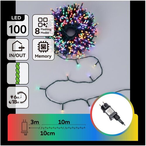 Aigostar LED spolja&amp;scaron;nja božićna svetla 100xLED/8 funkcija 13m IP44 vi&amp;scaron;ebojna Slike