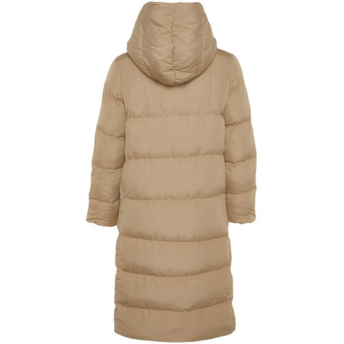 Trendyol Mink Oversize Water Repellent Long Quilted Inflatable Coat with Side Snap Fasteners Cene