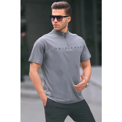 Madmext Smoked Zipper Collar Men's T-Shirt 5858