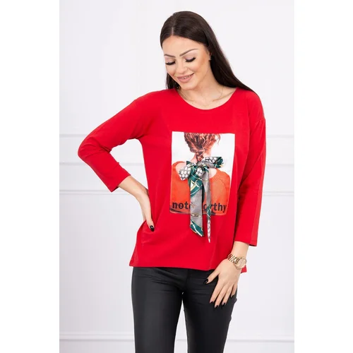 Kesi Blouse with 3D graphics Remarkable red Kesi Blouse with 3D graphics Remarkable red