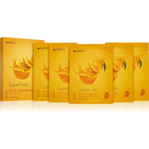 KORIKA SuperFruits Hallabong - Set of 5 Brightening Face Sheet Masks set mask za obraz po znižani ceni Hallabong (za osvetlitev kože) Slike