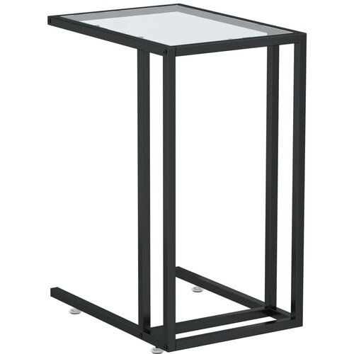VidaXL Bočni stolić za računalo prozirni 50x35x65 cm kaljeno staklo Slike