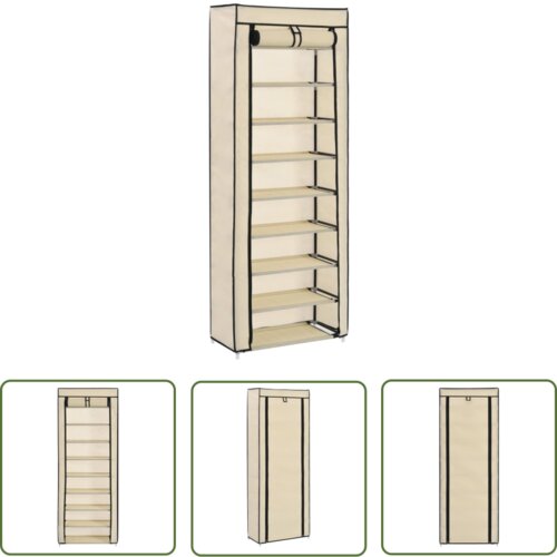 The Living Store Omarica za čevlje s pokrivalom krem 57x29x162 cm blago - Omara Za Čevlje, (21744371) Slike
