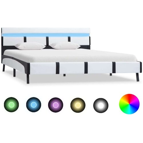  Okvir za krevet od umjetne kože LED bijeli 160 x 200 cm Cijene
