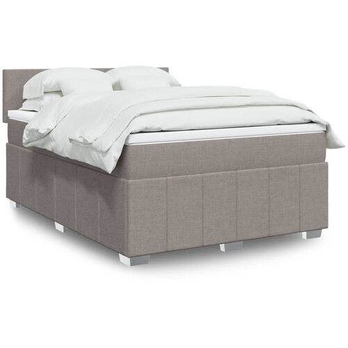 vidaXL Box spring postelja z vzmetnico taupe 160x200 cm blago Cene