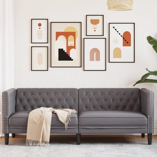 vidaXL Kavč trosed Chesterfield siva umetno usnje Cene
