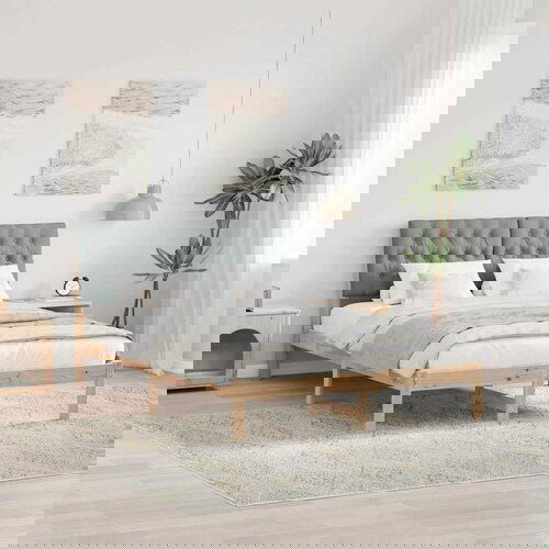 VidaXL Krevetna konstrukcija s uzglavljem Svijetlo siva 140 x 200 cm Slike