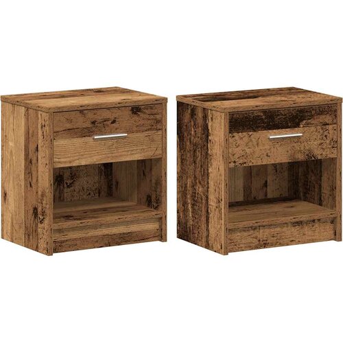  Noćni ormarići 2 kom s ladicama staro drvo 39x28x41 cm Slike