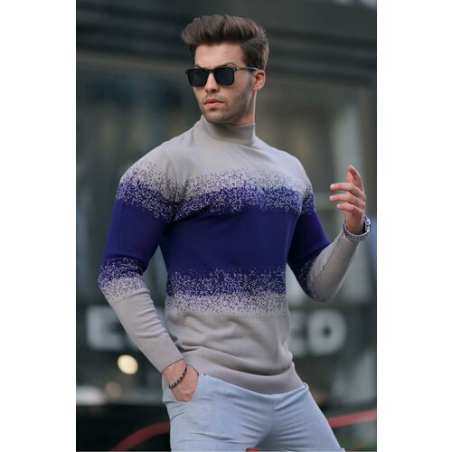 Madmext Mink Turtleneck Patterned Sweater 6845 Slike