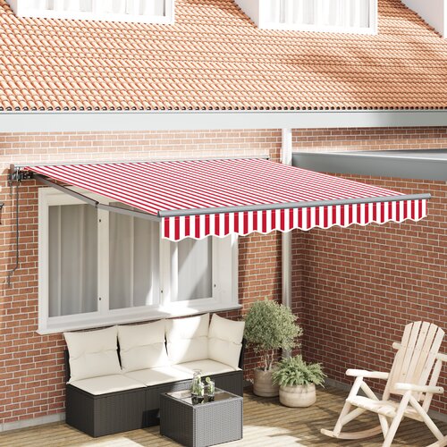 vidaXL Retraktilna tenda Rdeča in bela črta 300x250 cm Metal Cene