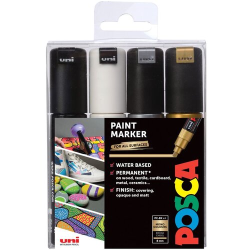 POSCA UNI marker pc-8k 4/1 crni,bijeli,zlatni, srebrni Slike