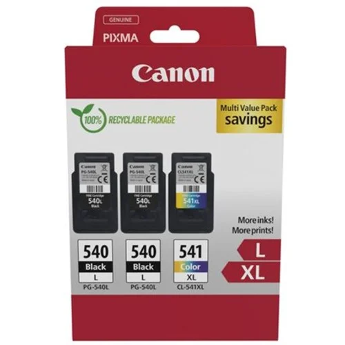 Canon 540L x2/CL-541XL Skupno pakiranje/3-pakiranje/Visok donos/črna, barvna (cianova, škrlatna, rumena)/originalna/kartuša s črnilom 5224B017