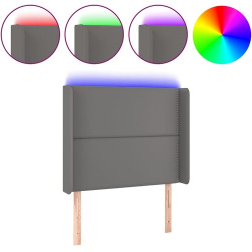 Maison Chic led posteljno vzglavje - vzglavna omarica - nočna omarica sivo 103x16x118/128 cm umetno usnje, (21708891) Slike