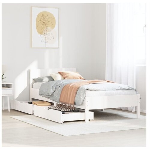 VidaXL Okvir kreveta bez madraca bijeli 75 x 190 cm masivna borovina Slike