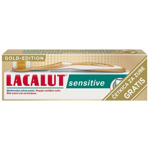 Lacalut Senzitiv Pasta za zube, 75 ml + Gold Edition Četkica za zube GRATIS Slike