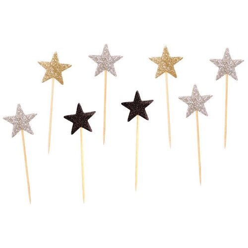  Ukrasne čačkalice glitter star pick 12/1 zlatno-crne Slike