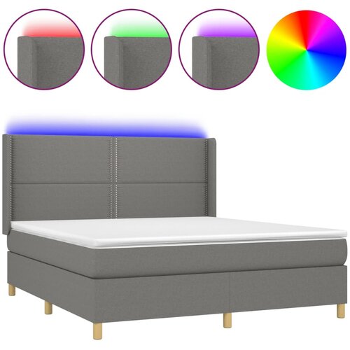 Maison Chic Box spring postelja - Vzmetna postelja z vzmetnico LED temno siva 160x200 cm blago SL2935, (21905093) Cene