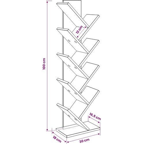  Polica za knjige u obliku drveta 6-nivo 30 x 18 x 100 cm Slike