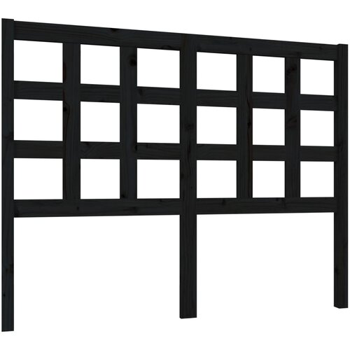  Uzglavlje za krevet crni 125,5 x 4 x 100 cm od masivne borovine Slike