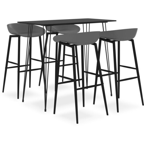 vidaXL 5-dijelni barski set crno-sivi Cene