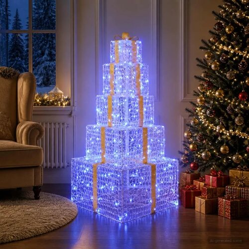  Božićne svjetleće kutije na slaganje 250 LED lampica Plava - Plava Slike