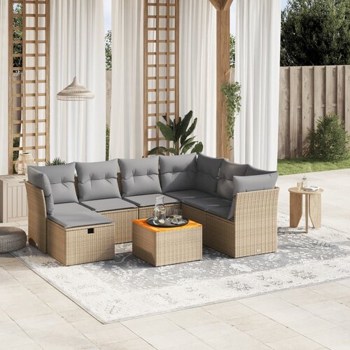 vidaXL 8-dijelni set vrtnih sofa s jastucima bež od poliratana Cijene