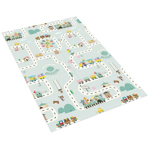 Rebel Edukativna podloga za igru za bebe, 180 x 120 cm, motiv: automobili i vozovi, model RBY-2202-2 Slike