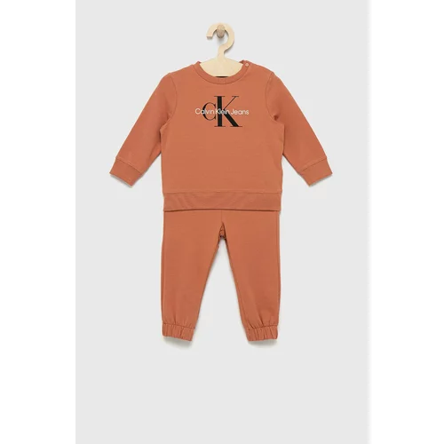 Calvin Klein Jeans Otroška trenirka oranžna barva