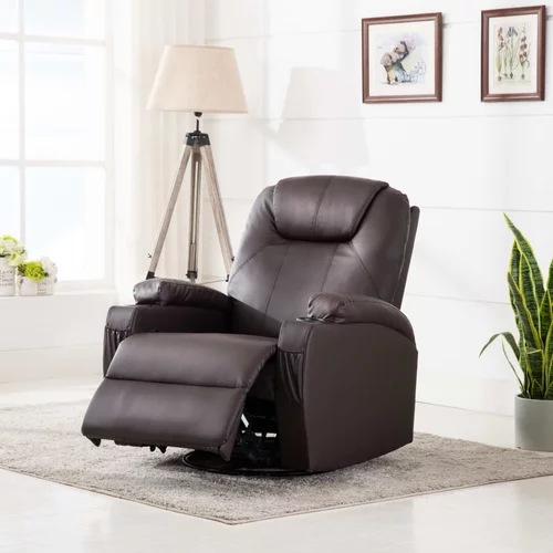 vidaXL električna ljuljajuća fotelja za masažu od umjetne kože smeđa