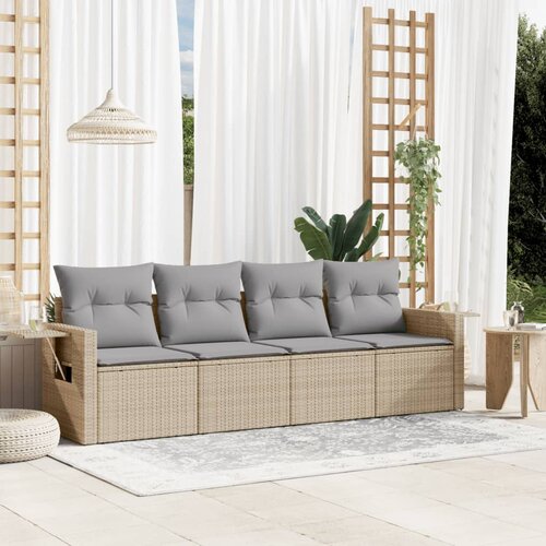 vidaXL 4-dijelni set vrtnih sofa s jastucima bež od poliratana Cijene