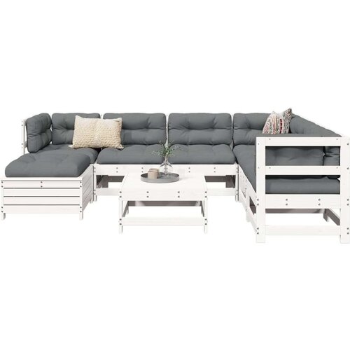  8-dijelni set vrtnih sofa bijeli od masivne borovine Cene