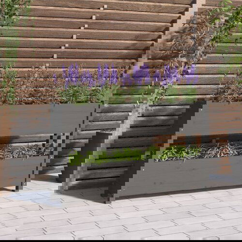 VidaXL Sadilica siva 112x25x66 cm od masivne borovine Slike