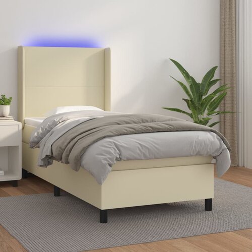  box spring s madracem LED krem 90x200 cm od umjetne kože Cijene