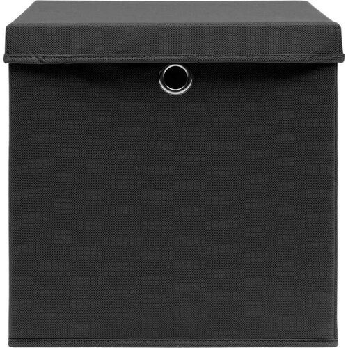 VidaXL Kutije za pohranu s poklopcima 4 kom crne 32x32x32 cm tkanina Slike