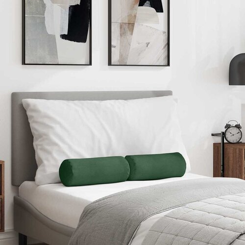 vidaXL Blazine 2 pcs Temno zelena Ø 15 x 40 cm Žametna tkanina Cene