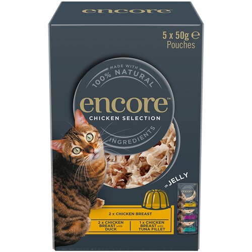 4 + 1 gratis! 5 x 50 g Encore Cat Pouch - Izbor piletine u želeu II (3 vrste) Slike