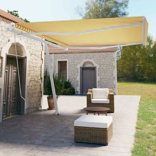  Samostojeća tenda na ručno uvlačenje 450 x 350 cm žuto-bijela Slike