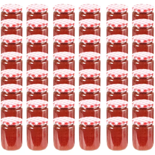 vidaXL Staklenke za džem s bijelo-crvenim poklopcima 48 kom 230 ml
