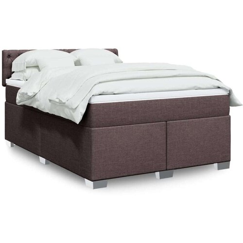 vidaXL Box spring postelja z vzmetnico temno rjava 160x200 cm blago Cene