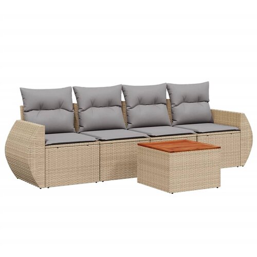  5-dijelni vrtni set sofa s jastucima bež od poliratana 70 x 62 x 69 cm Slike