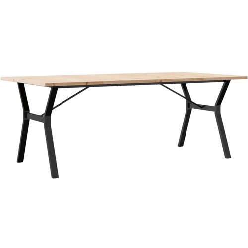 Maison Chic Jedilna miza - Kuhinjska miza - Jedilni stol Y okvir 200x100x75,5 cm trdna borovina lito železo, (21715370) Cene
