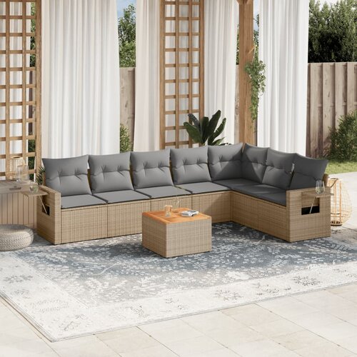 vidaXL 8-dijelni set vrtnih sofa s jastucima bež od poliratana Cijene